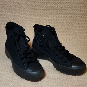 Converse Lugged Heel High Tops In Monochrome Black